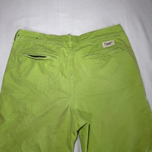 Abercrombie & Fitch Chino Button Fly Lime Green Shorts Mens 34 Distressed Y2K - Picture 10 of 10